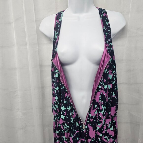 Jessica Simpson Blue Purple Sleeveless Dress Abstract Sporty Ruffle Zip 6 - Picture 4 of 14